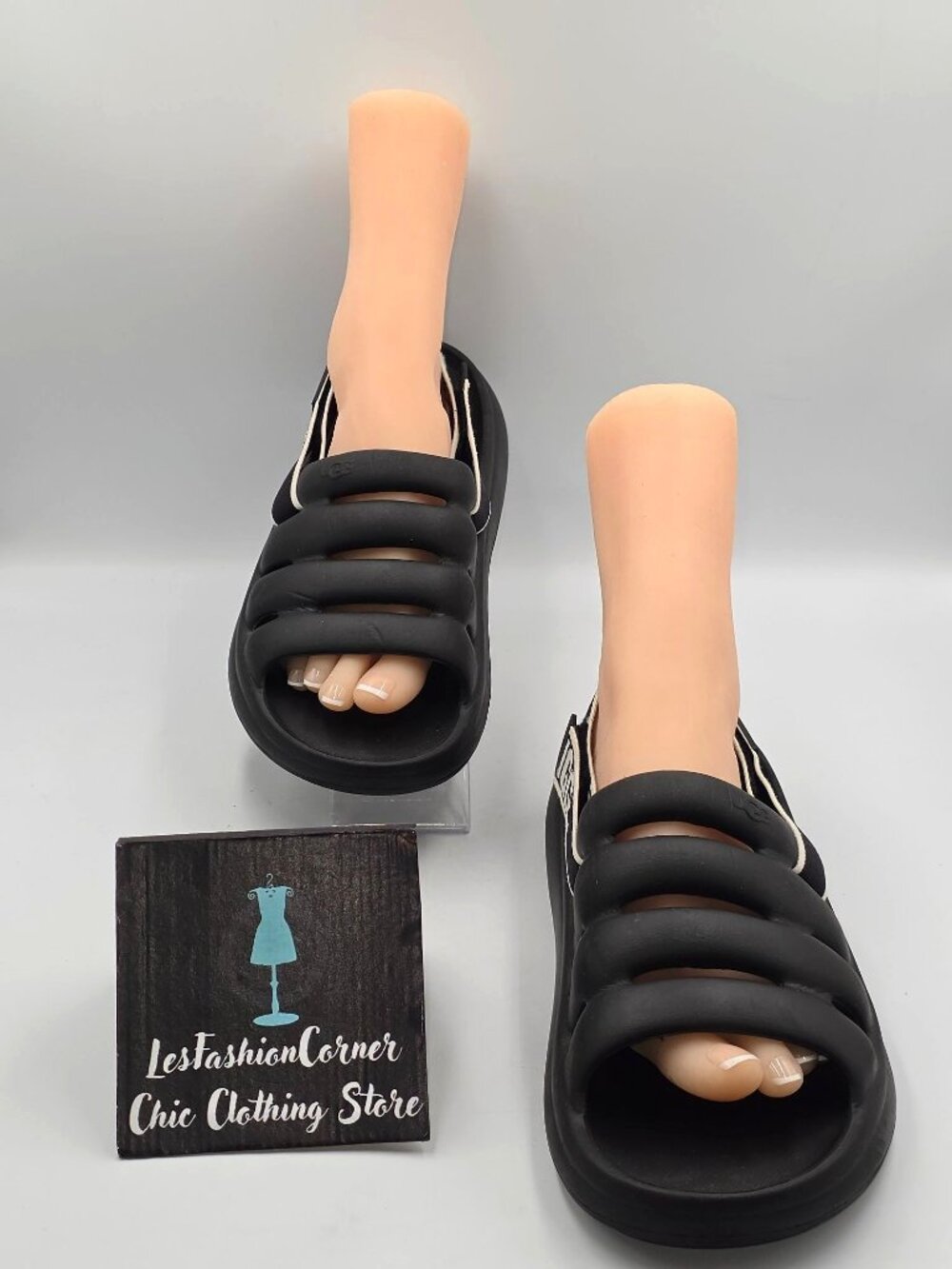 UGG Women's Black Sport Yeah Slide Logo Slingback Strap Sandals Size 10 3829 - Picture 12 of 16
